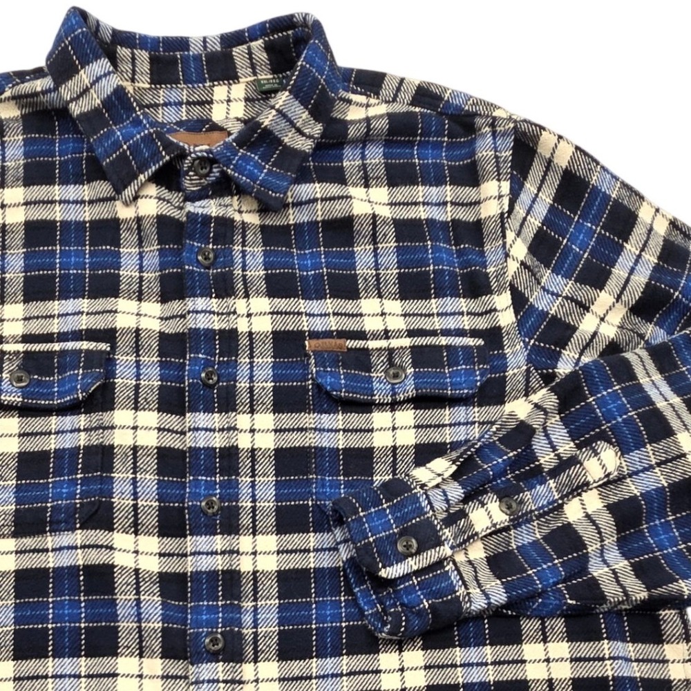 Orvis Big Bear Heavyweight Flannel Shirt Mens XXL Blue Plaid Button Up Cotton
